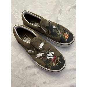 Vans Kids Classic Slip-On Shoes Canvas Dineapple‎ Floral Olive Green Size 1